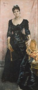 Portret van La Baronne du Mesnil door Alfred Emile Stevens